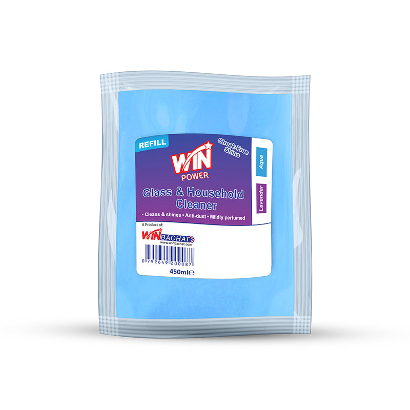 WIN POWER GLASS CLEANER AQUA FRESH 450ml (WIN BACHAT)