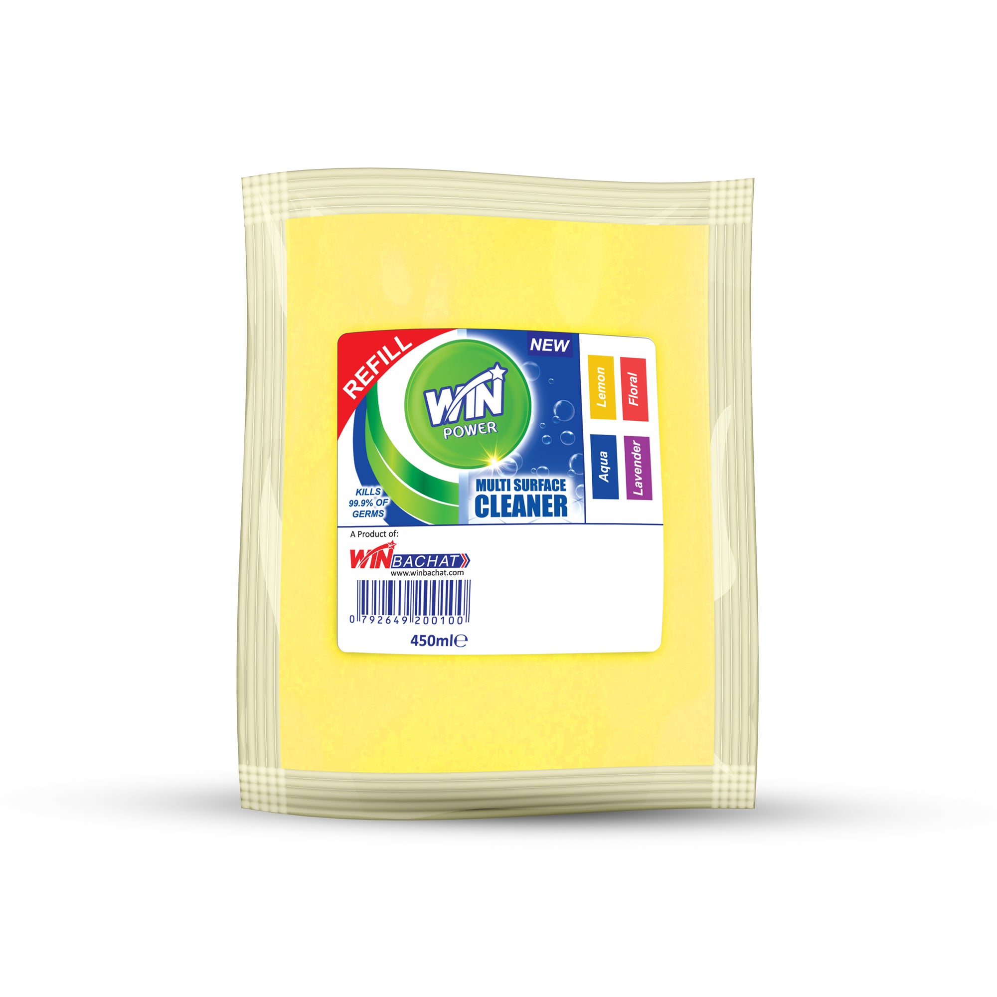 WIN POWER MULTI-PURPOSE CLEANER LEMON 450ml (WIN BACHAT)