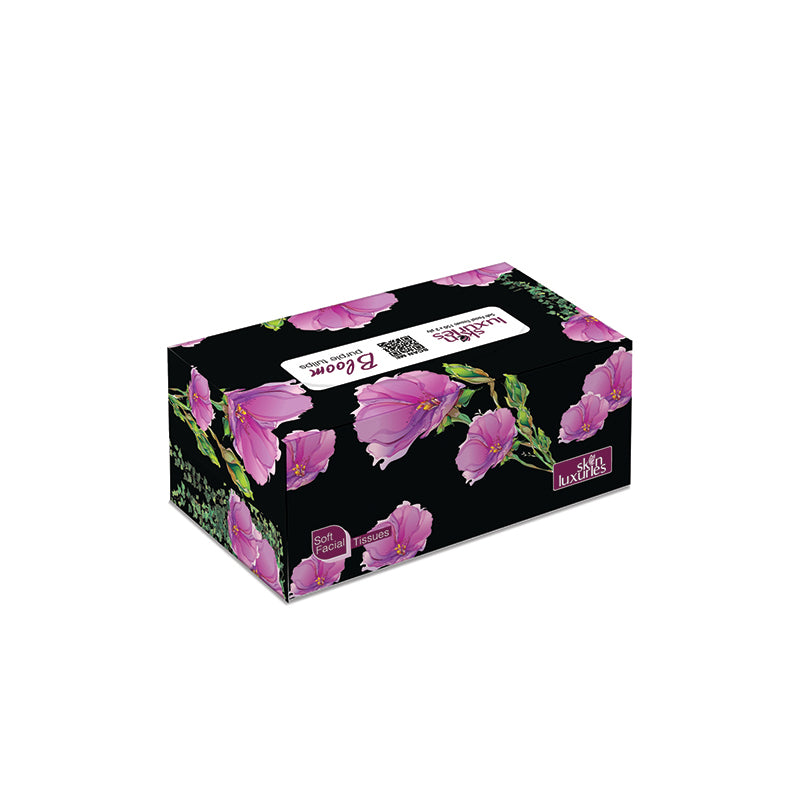 SKIN LUXURIES POP-UP SOFT FACIAL TISSUES (150 X 2 PLY) - BLOOM PURPLE TULIPS (WIN BACHAT)