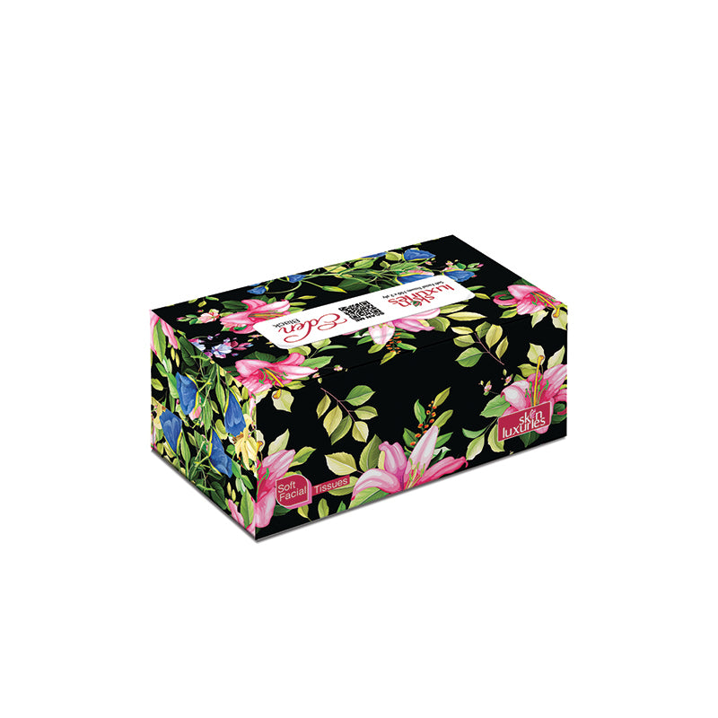 SKIN LUXURIES POP-UP SOFT FACIAL TISSUES (150 X 2 PLY) - EDEN BLACK (WIN BACHAT)
