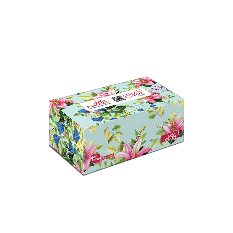 SKIN LUXURIES POP-UP SOFT FACIAL TISSUES (150 X 2 PLY) - EDEN BLUE (WIN BACHAT)