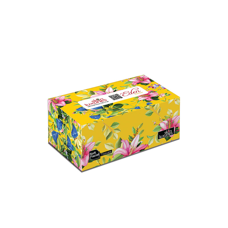 SKIN LUXURIES POP-UP SOFT FACIAL TISSUES (150 X 2 PLY) - EDEN YELLOW (WIN BACHAT)