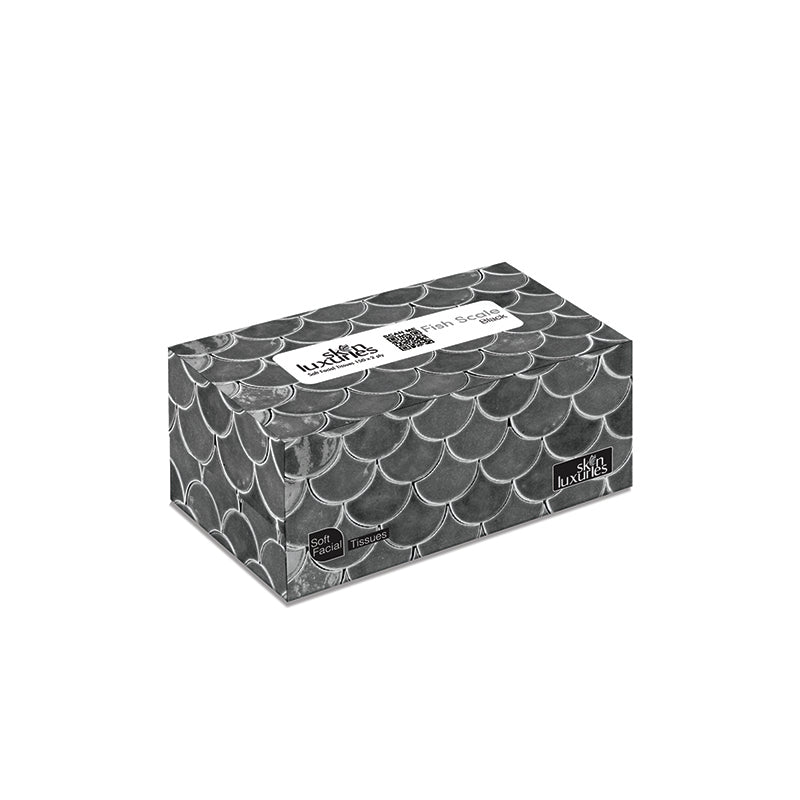 SKIN LUXURIES POP-UP SOFT FACIAL TISSUES (150 X 2 PLY) - FISH SCALE BLACK (WIN BACHAT)