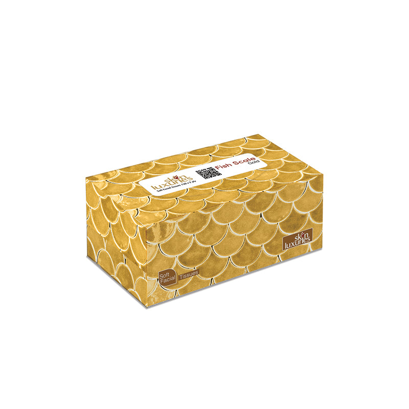 SKIN LUXURIES POP-UP SOFT FACIAL TISSUES (150 X 2 PLY) - FISH SCALE GOLD (WIN BACHAT)