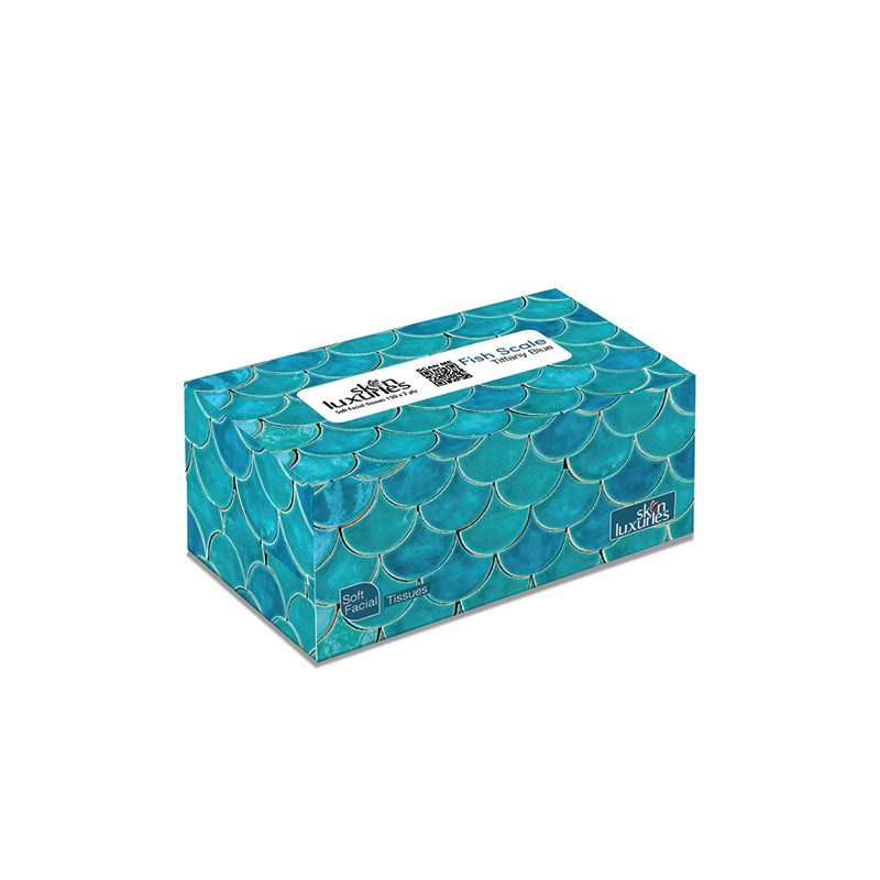 SKIN LUXURIES POP-UP SOFT FACIAL TISSUES (150 X 2 PLY) - FISH SCALE TIFFANY BLUE (WIN BACHAT)