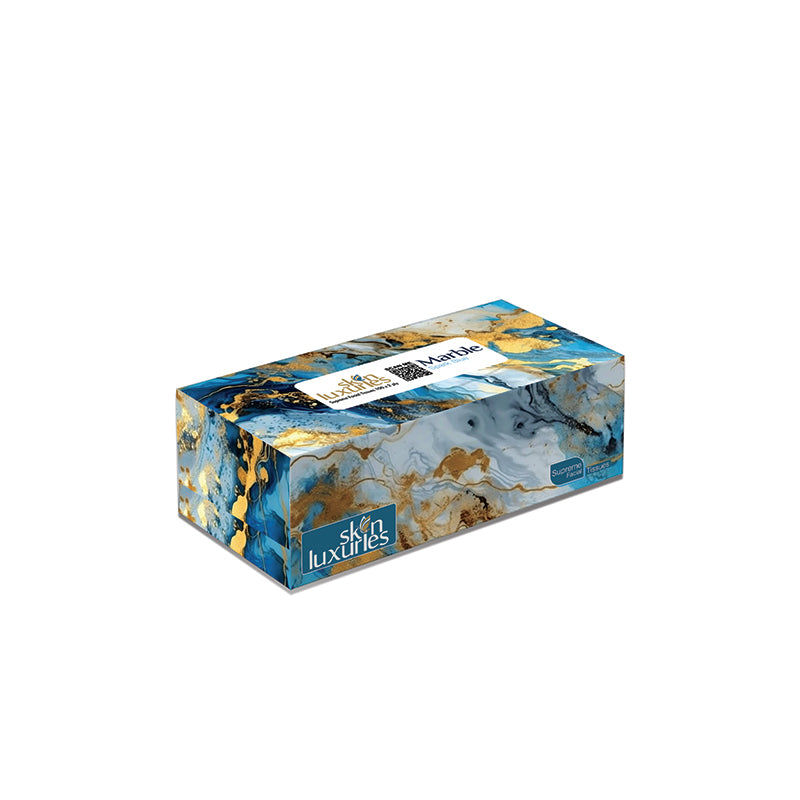 SKIN LUXURIES SUPREME FACIAL TISSUES (100 X 2 PLY) - MARBLE SPARK BLUE (WIN BACHAT)