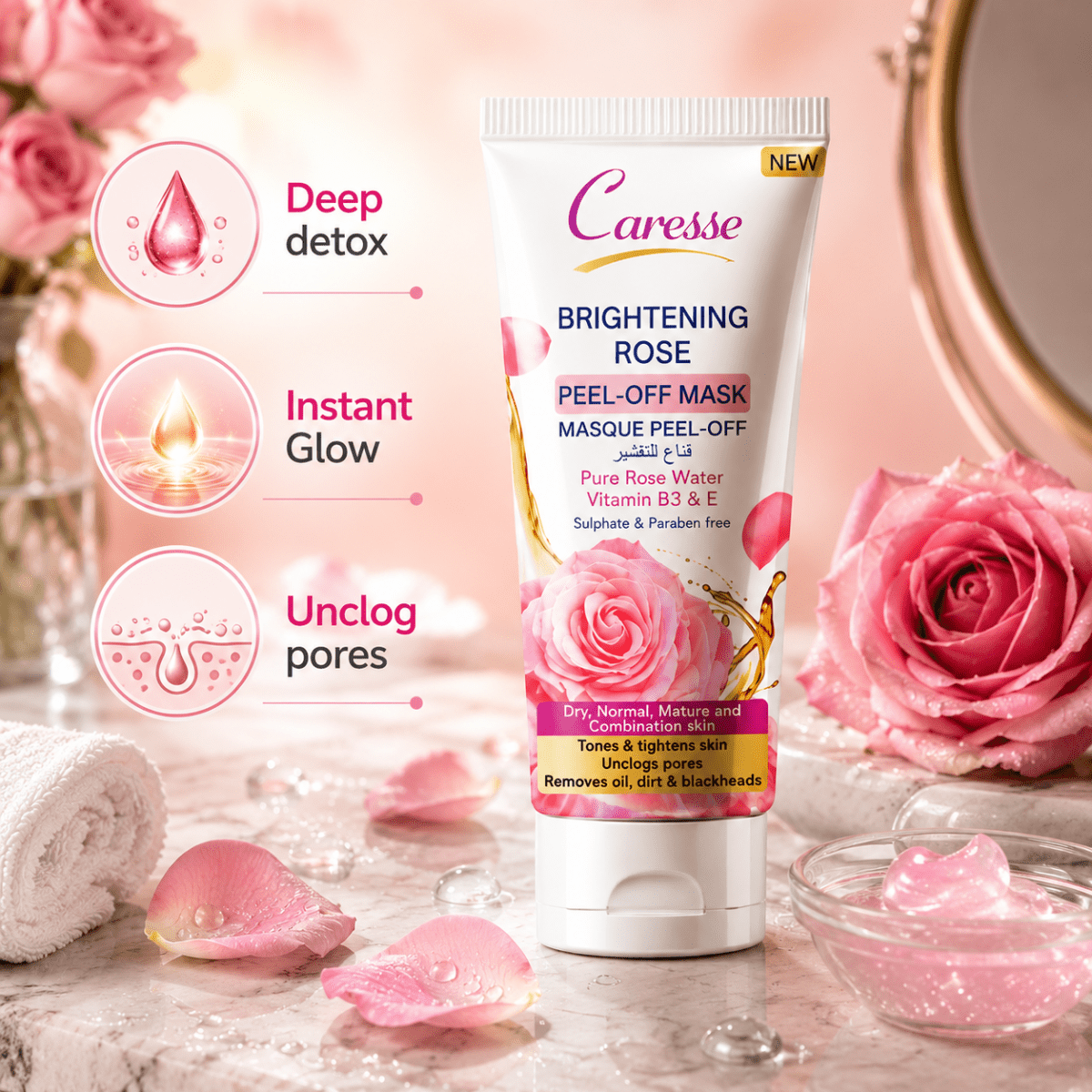 Best Brightening Rose Peel Off Mask Online In Pakistan - Caresse