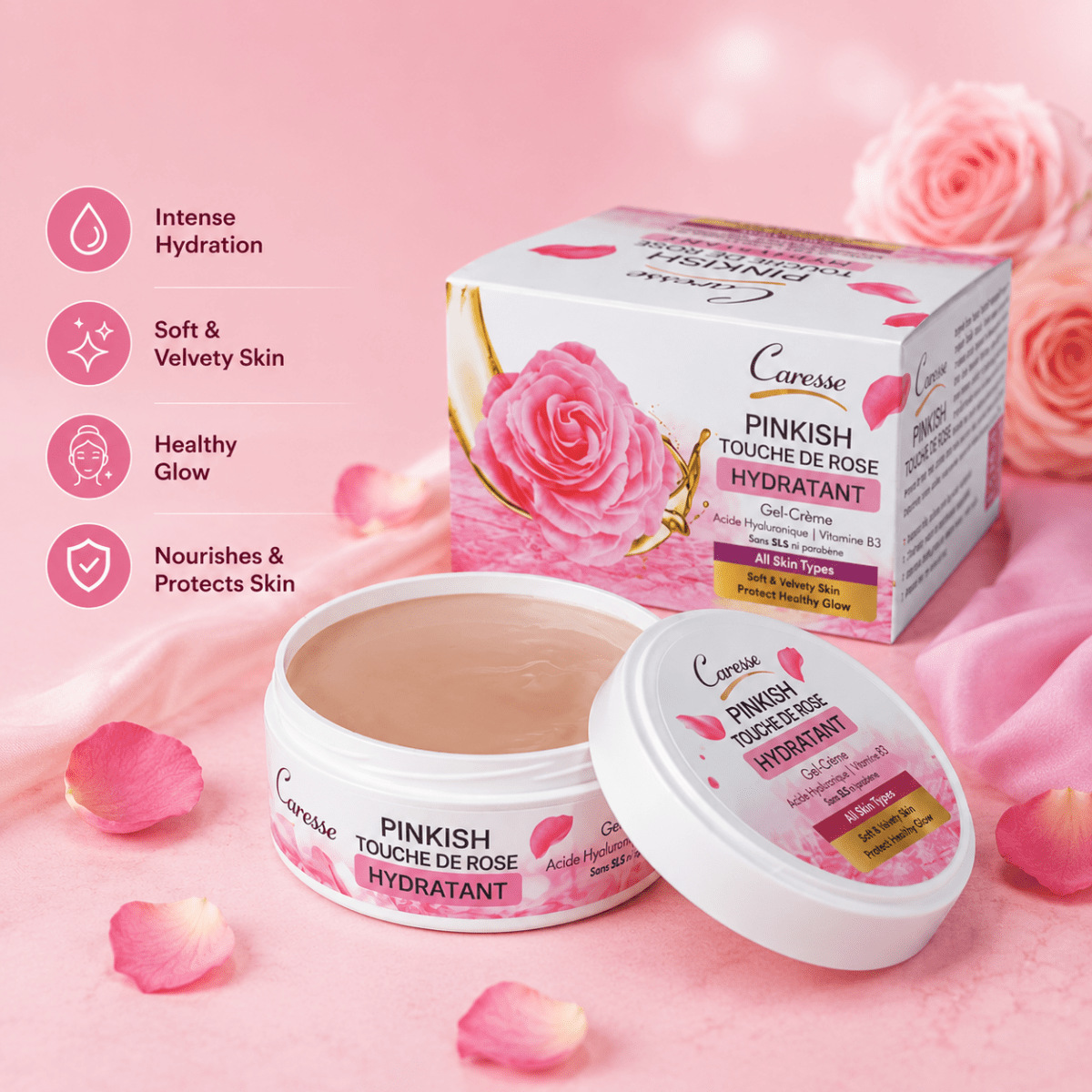Best Caresse Rose Moisturizing Gel Cream - 125 gm Online In Pakistan - Caresse