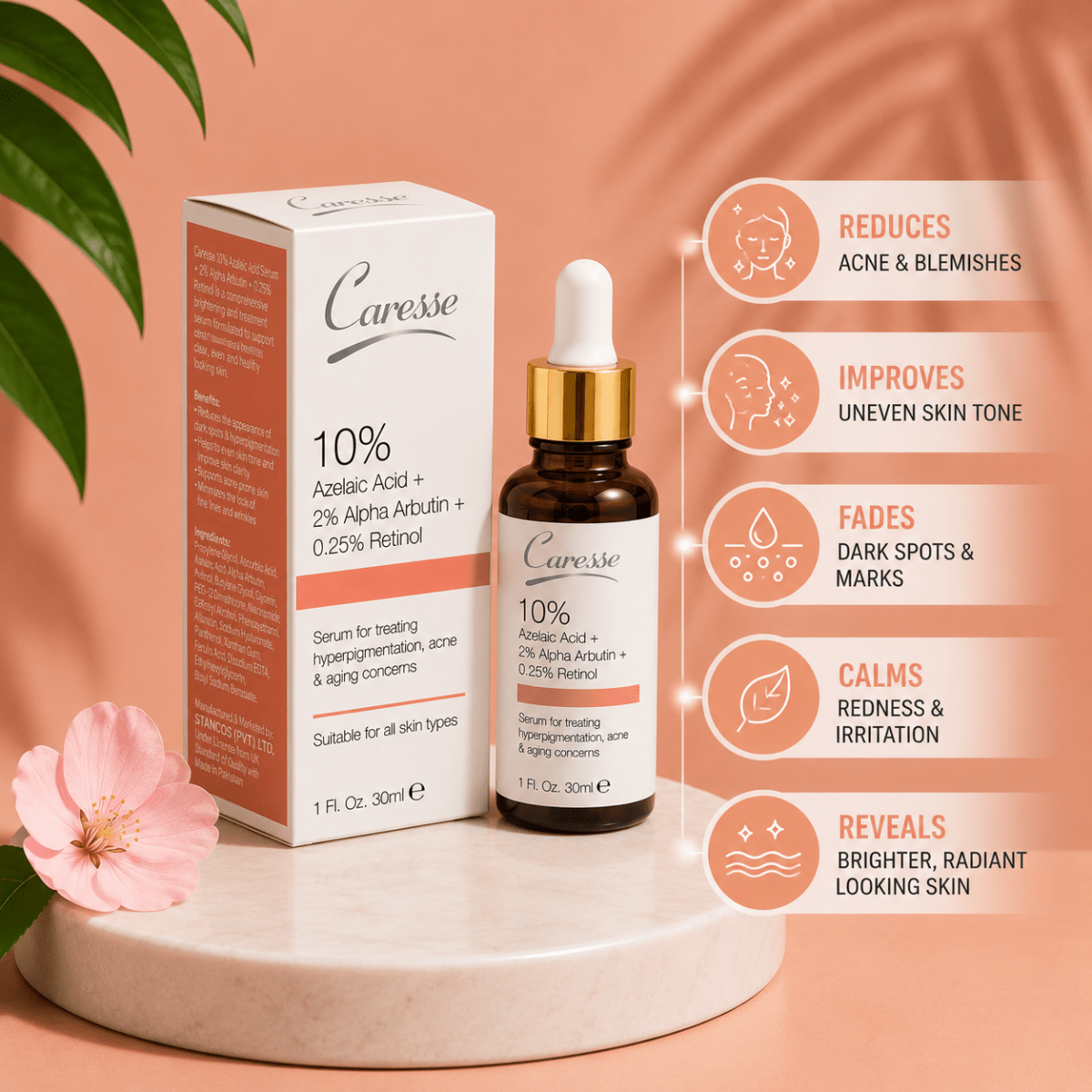 Best Caresse Serum Azelaic Acid 10% - 30 ML Online In Pakistan - Caresse