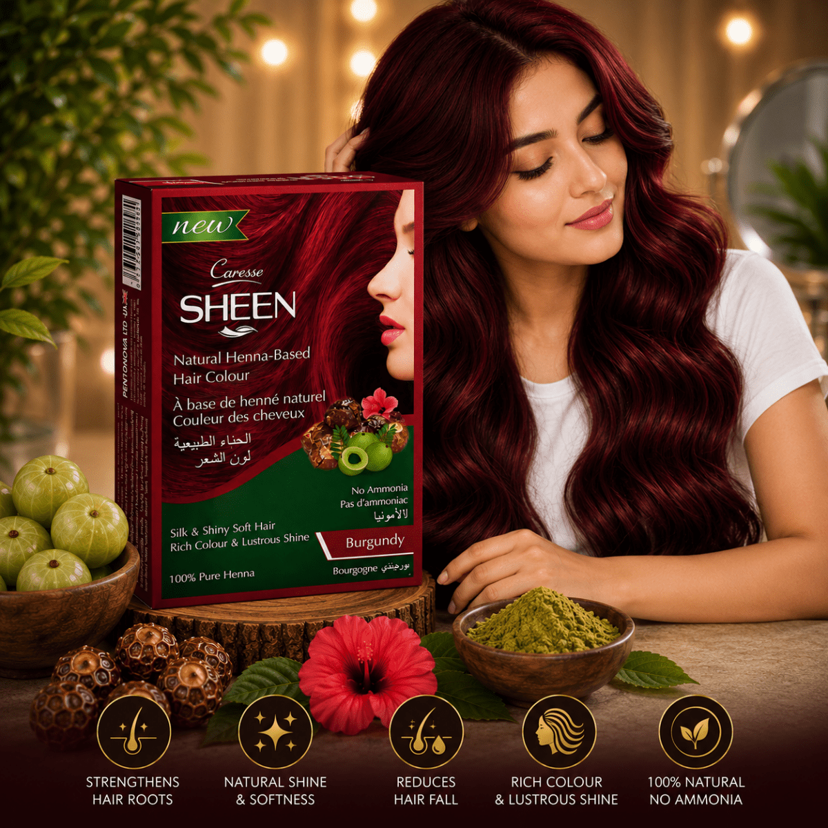 Best Natural Henna Based Hair Colour Burgundy 1-PC PACK Online In Pakistan - Natural Heena