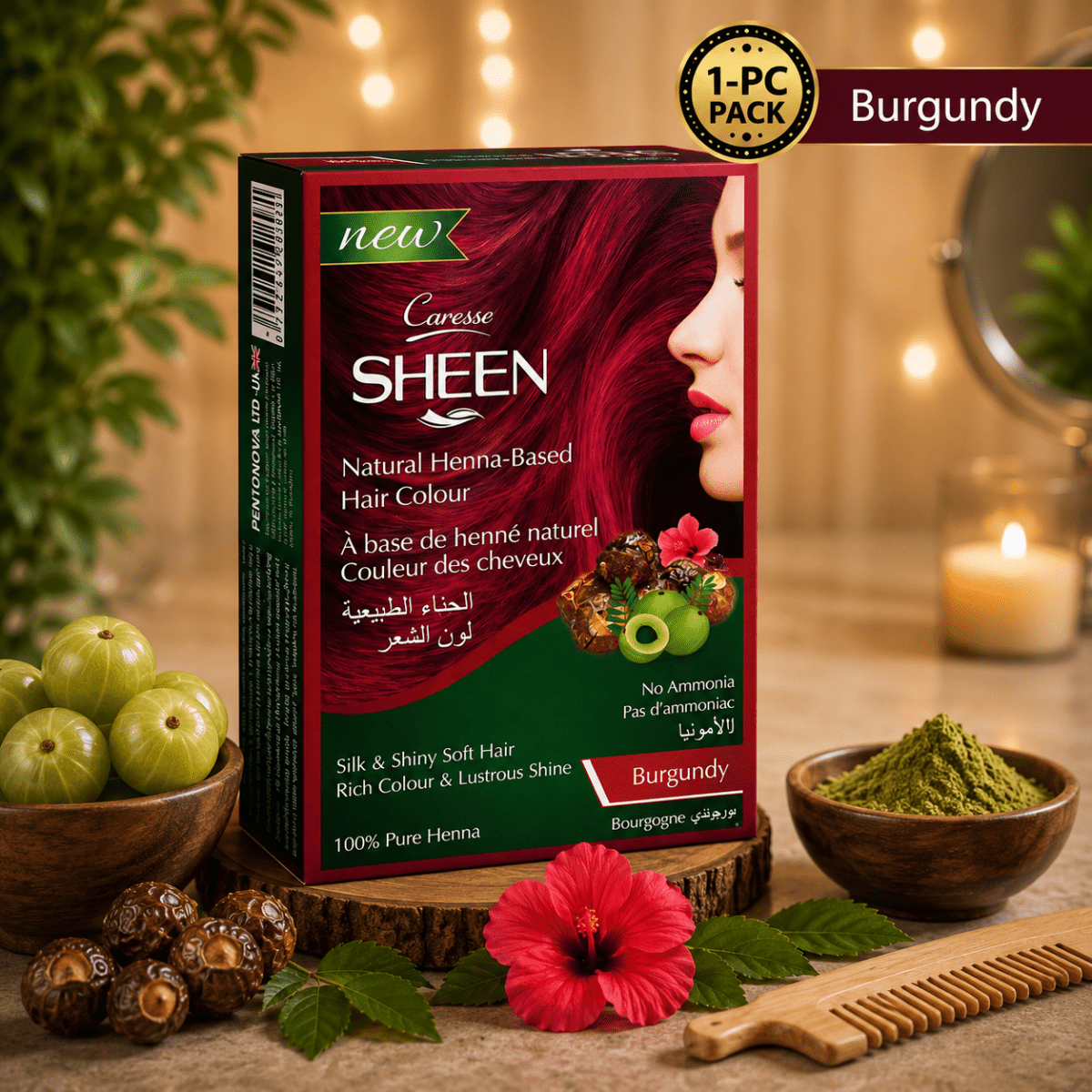 Best Natural Henna Based Hair Colour Burgundy 1-PC PACK Online In Pakistan - Natural Heena