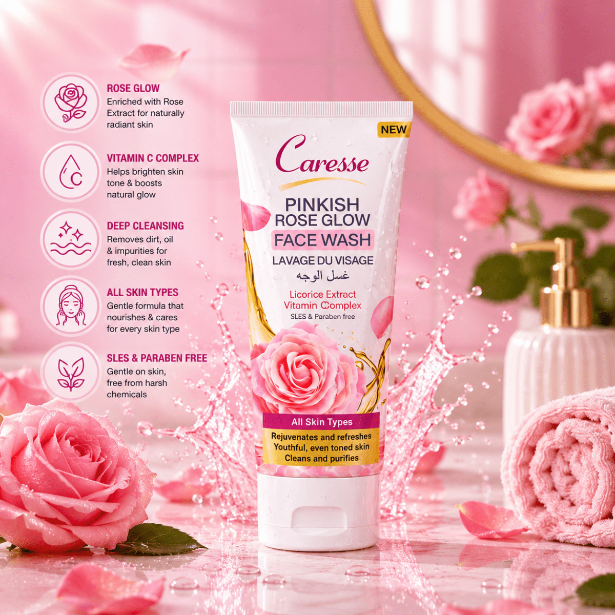 Best Pinkish Rose Face Wash - 100ml Online In Pakistan - Caresse